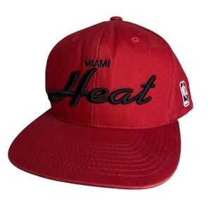 Miami Heat Adidas Hat Cap Script Draft Snapback Red‎ NBA Cotton Unisex Authentic